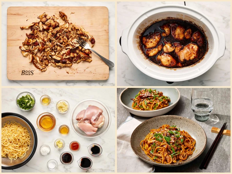 Slow Cooker Honey Garlic Chicken Noodles Recipe