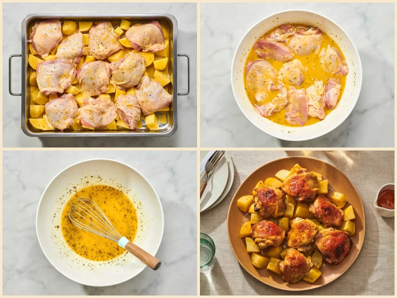 Greek Honey Mustard Roast Chicken and Potatoes Recipe