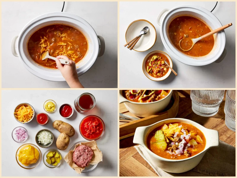 Slow Cooker Cheeseburger Soup Recipe