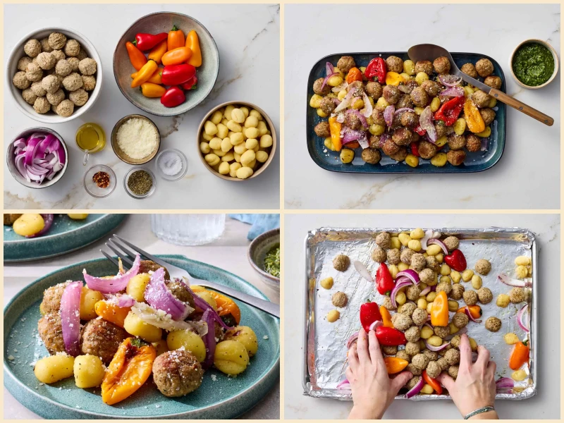 Meatball Gnocchi Sheet Pan Dinner Recipe