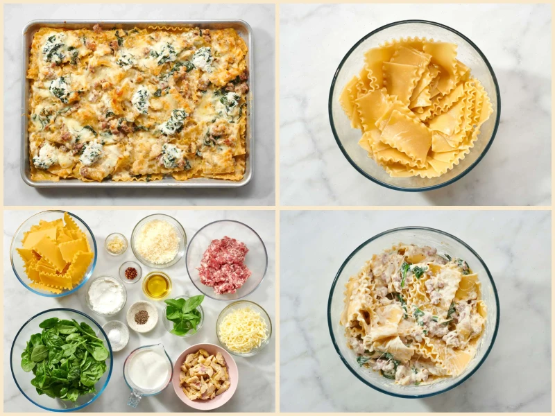 Spinach Artichoke Sausage Sheet Pan Lasagna Recipe
