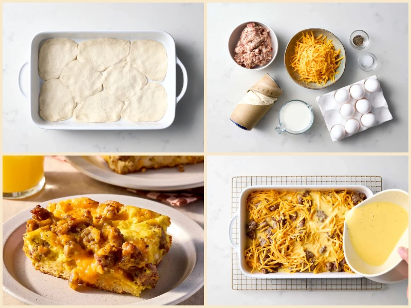 Sausage, Egg, and Cheese Biscuit Casserole Recipe