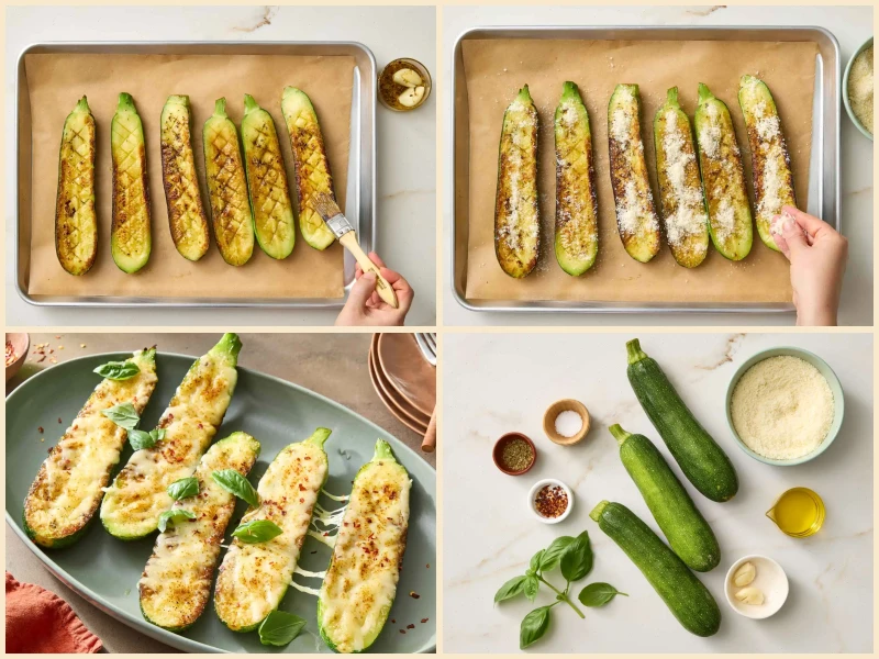 Cheesy Garlic Zucchini Steaks Recipe