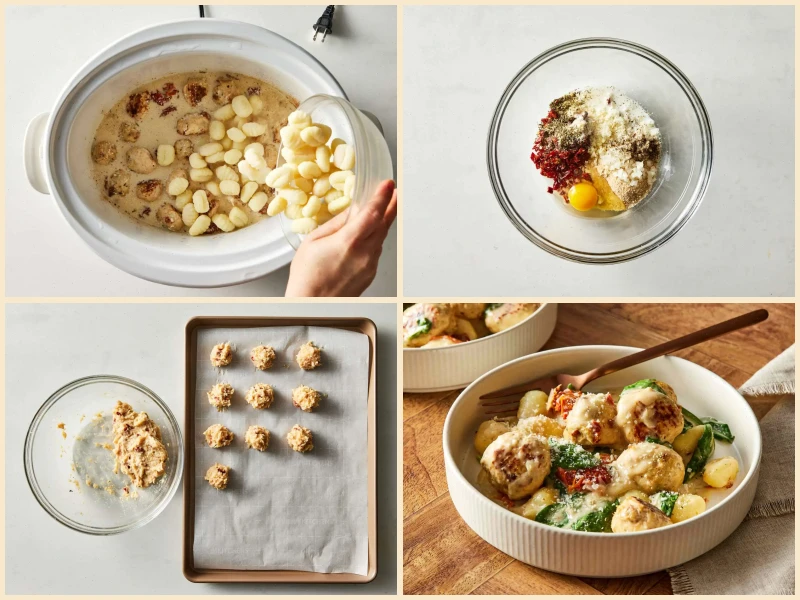 Slow Cooker Tuscan Chicken Meatballs with Gnocchi Recipe