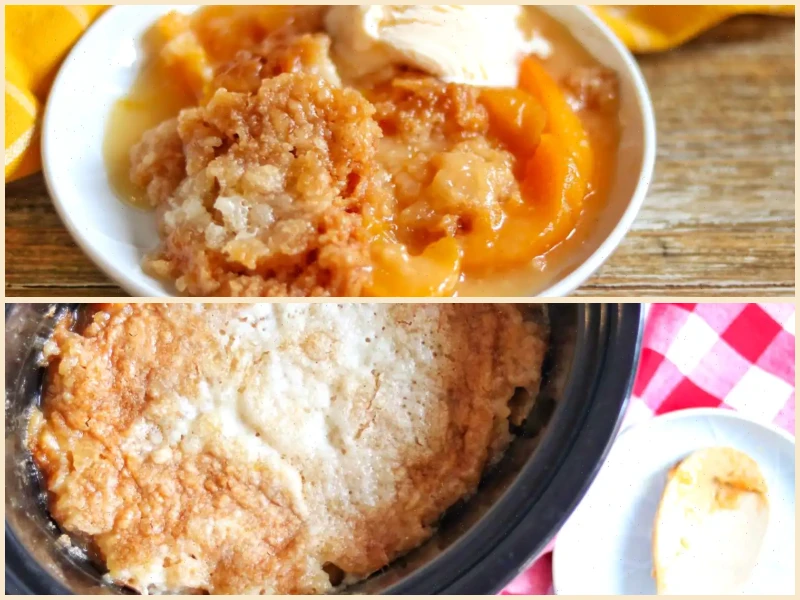 4-Ingredient Slow Cooker Peach Cobbler Recipe