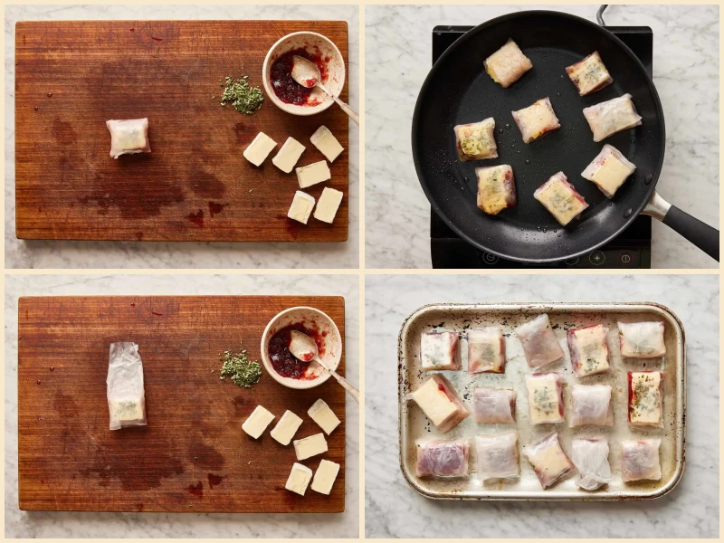 Crispy Brie and Cranberry Rice Paper Bites