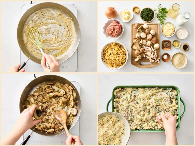 Stuffed Mushroom Pasta Bake Recipe