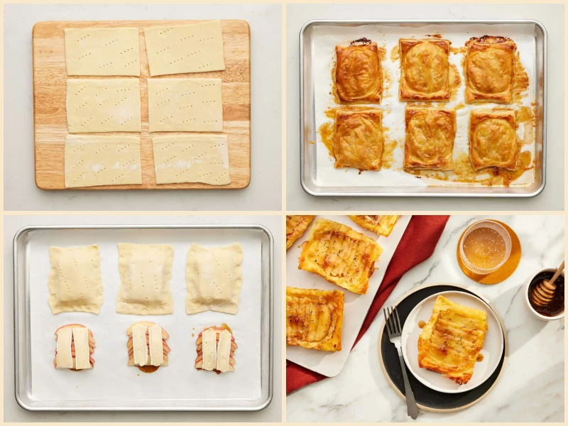Upside Down Apple & Brie Puff Pastry Tarts