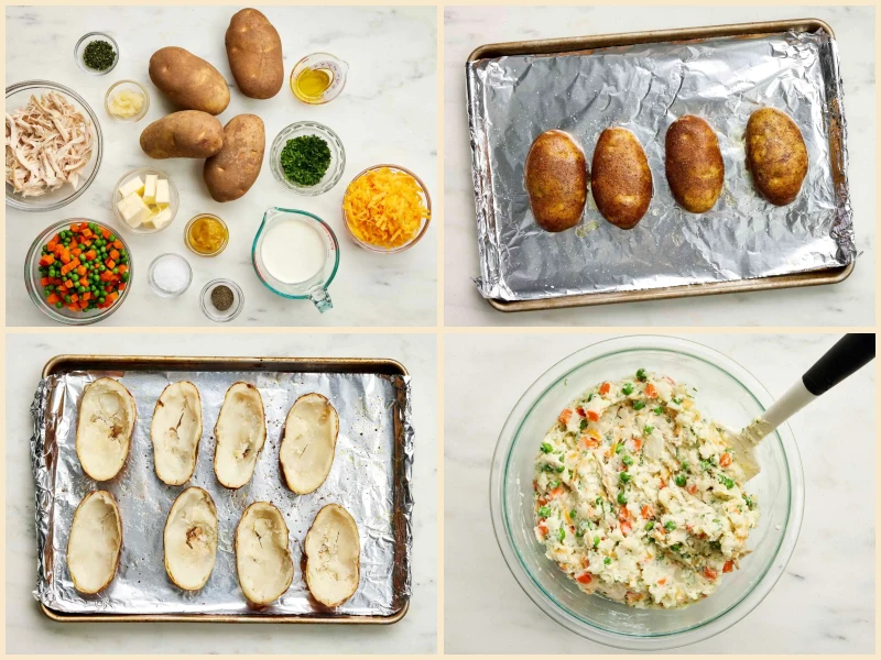 Twice Baked Chicken Pot Pie Potatoes Recipe