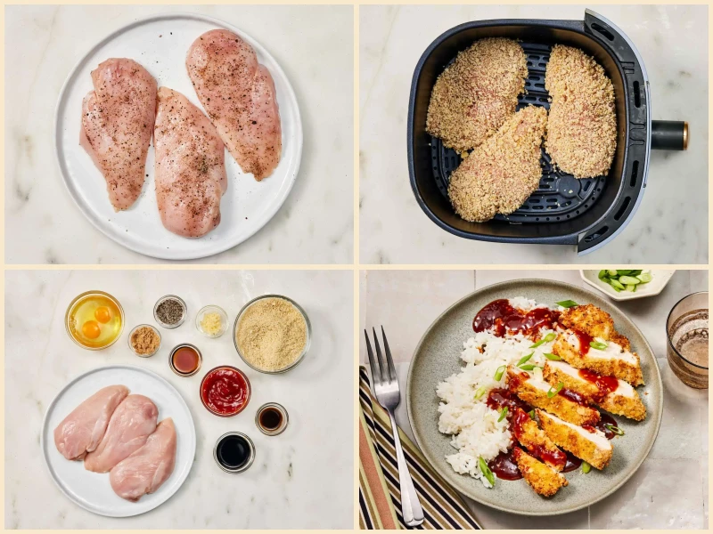 Air Fryer Chicken Katsu with Homemade Katsu Sauce Recipe