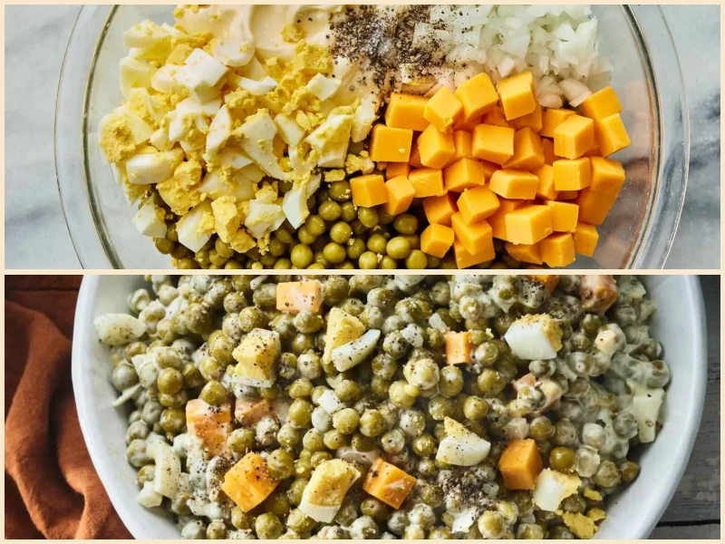 Green Pea Salad With Cheddar Cheese Recipe