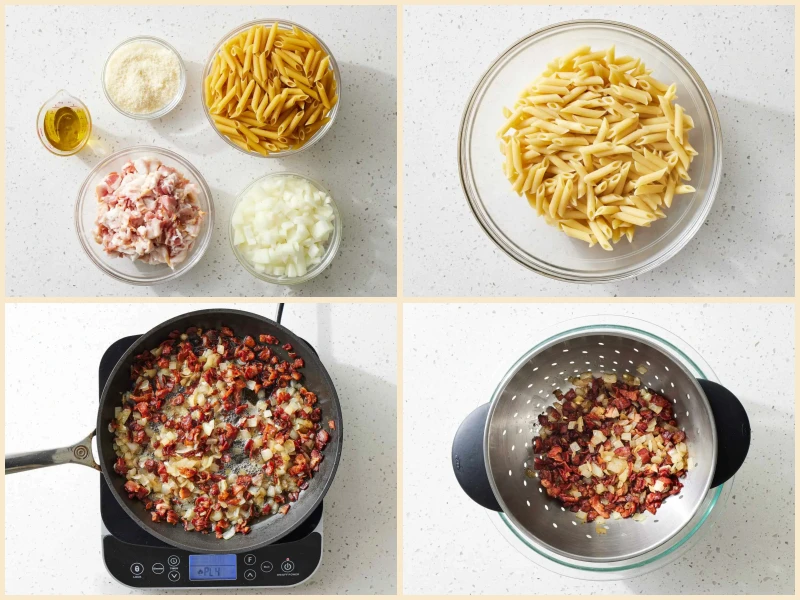 Bacon and Parmesan Penne Pasta Recipe
