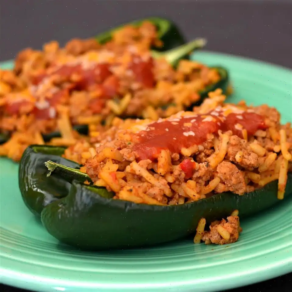 Taco Stuffed Poblano Peppers Recipe