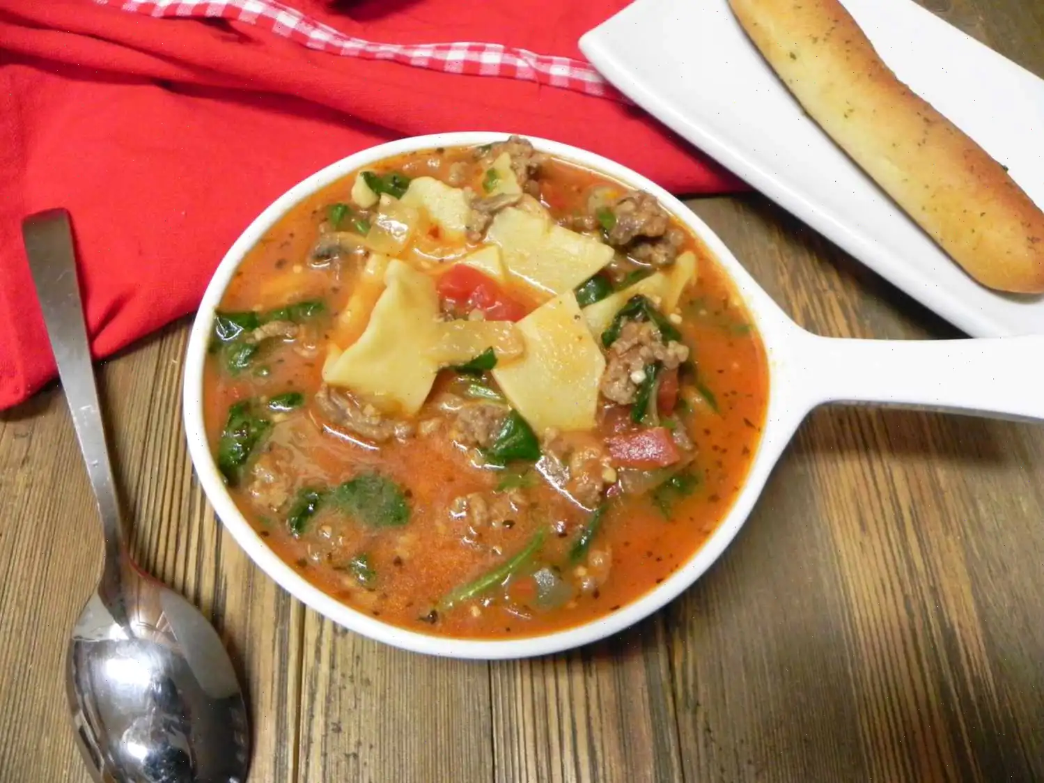 Cheesy Sausage Lasagna Soup Recipe