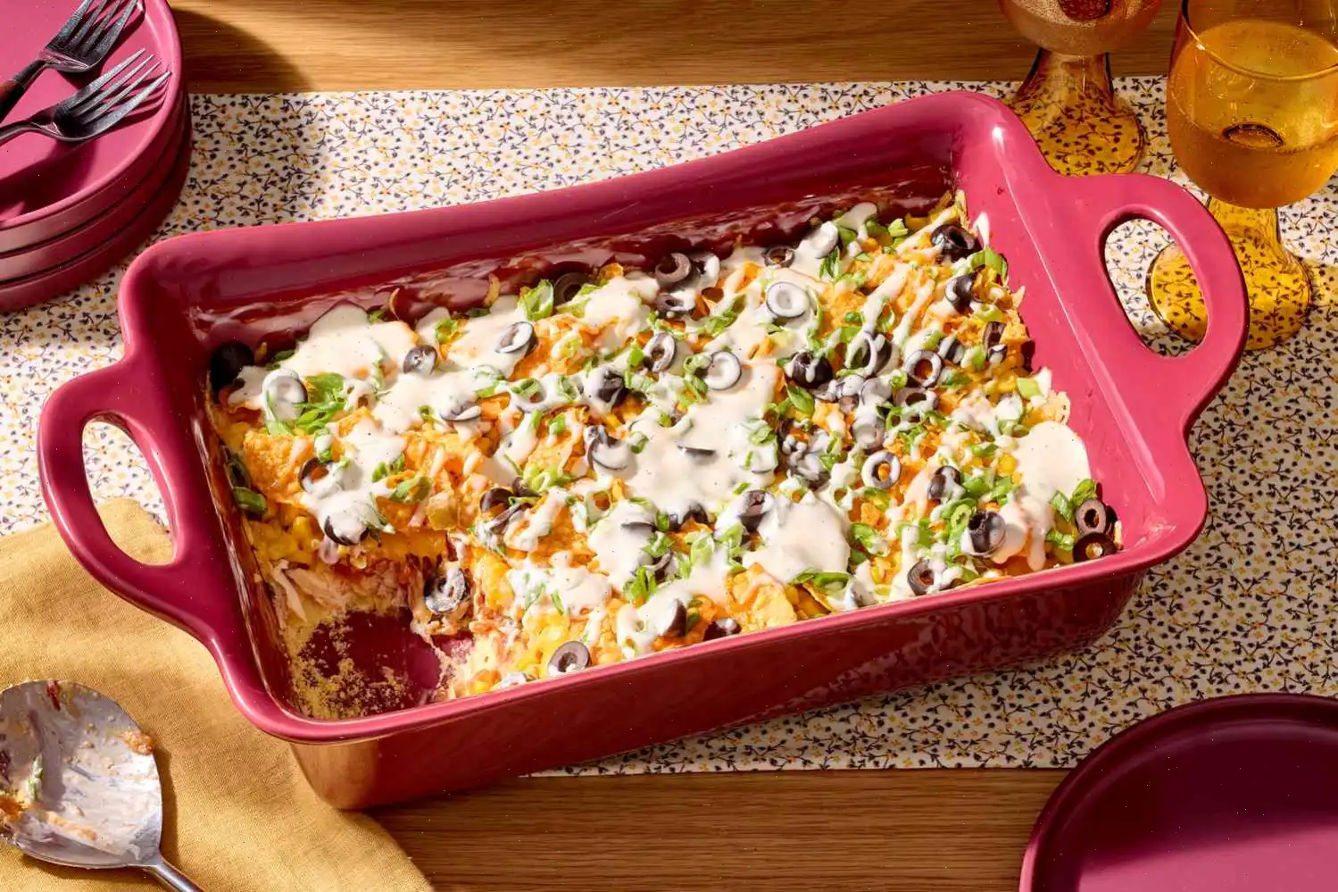 Crunchy Tex-Mex Casserole with Spicy Ranch Drizzle Recipe