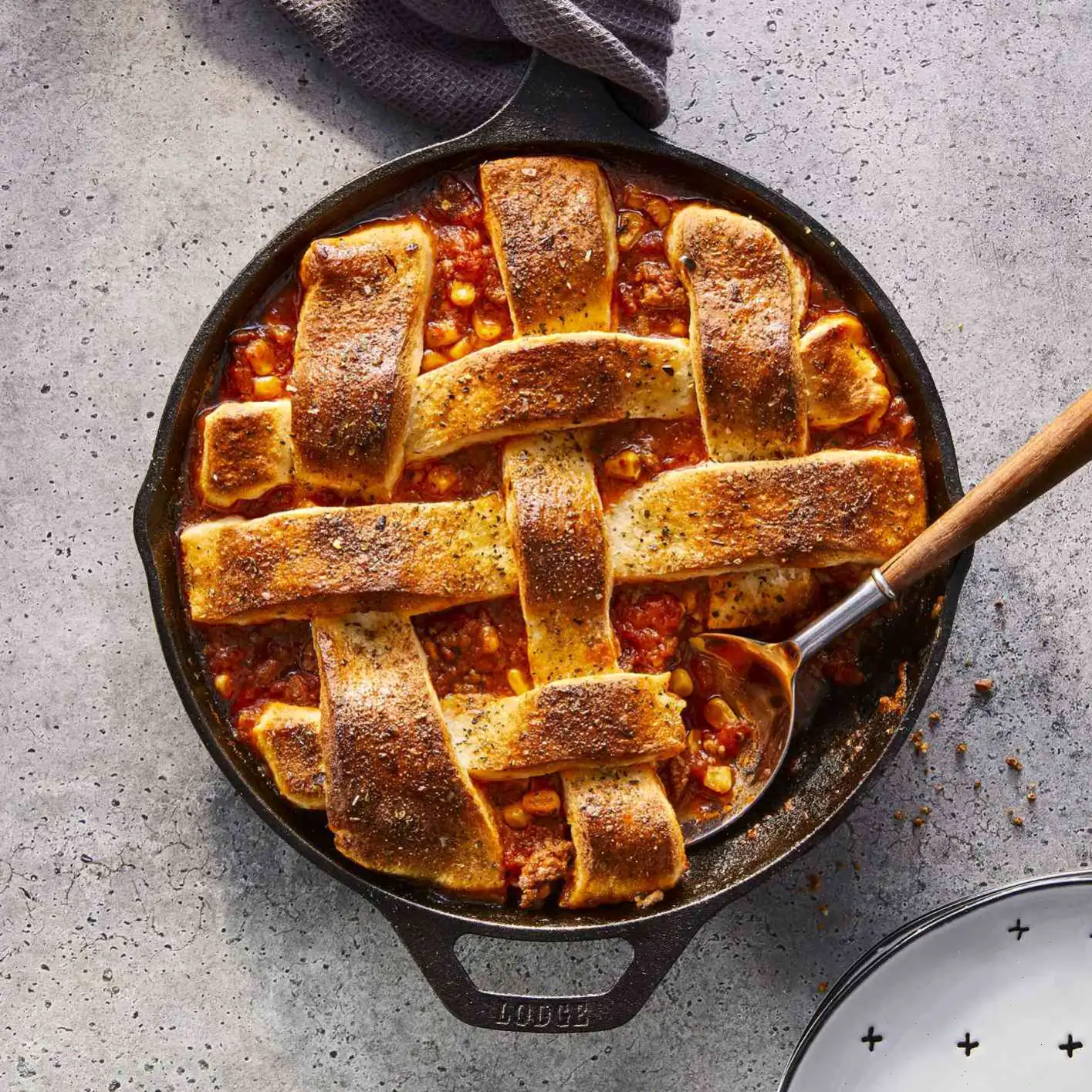 Fire-Roasted Corn and Beef Skillet Pie Recipe