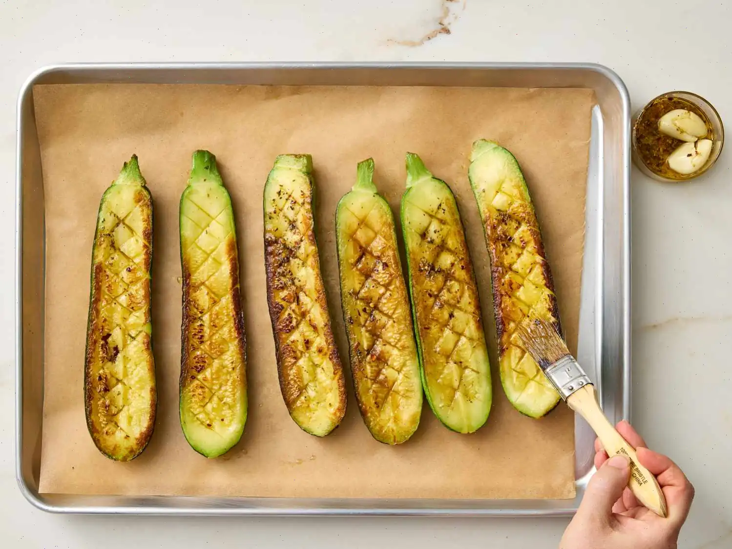 Cheesy Garlic Zucchini Steaks Recipe