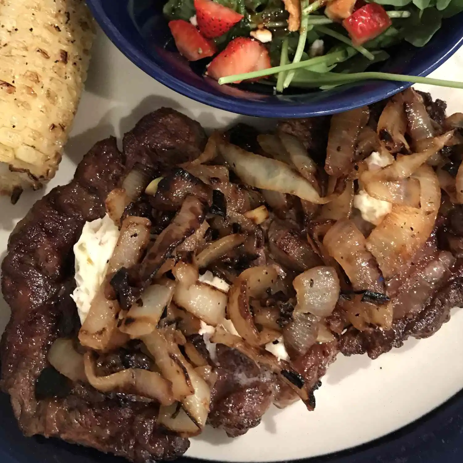 Pan-Roasted Ribeye with Caramelized Onions and White Truffle Butter Recipe