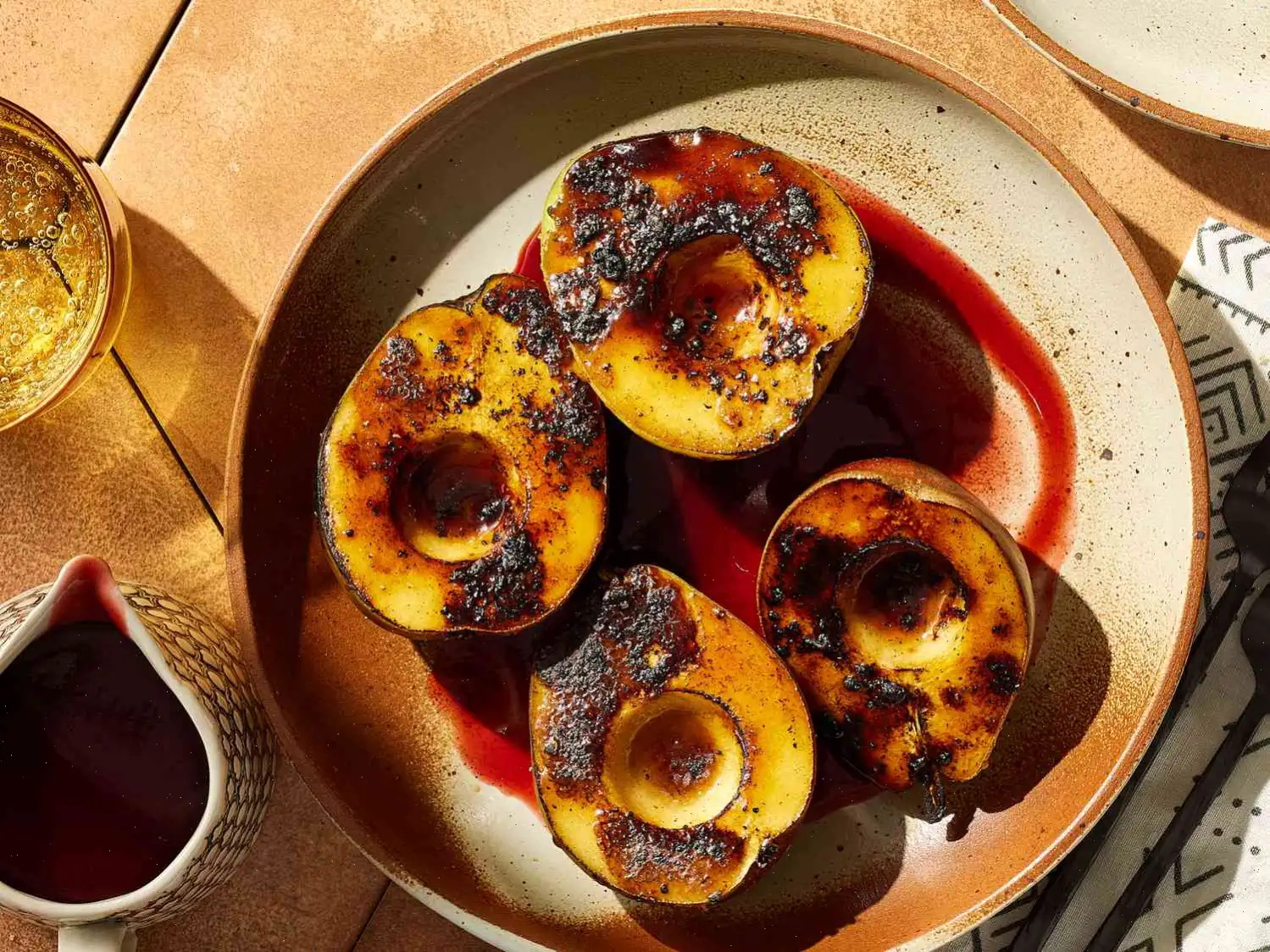 Charred Spiced Pears with Smoky Vanilla-Cherry Sauce Recipe
