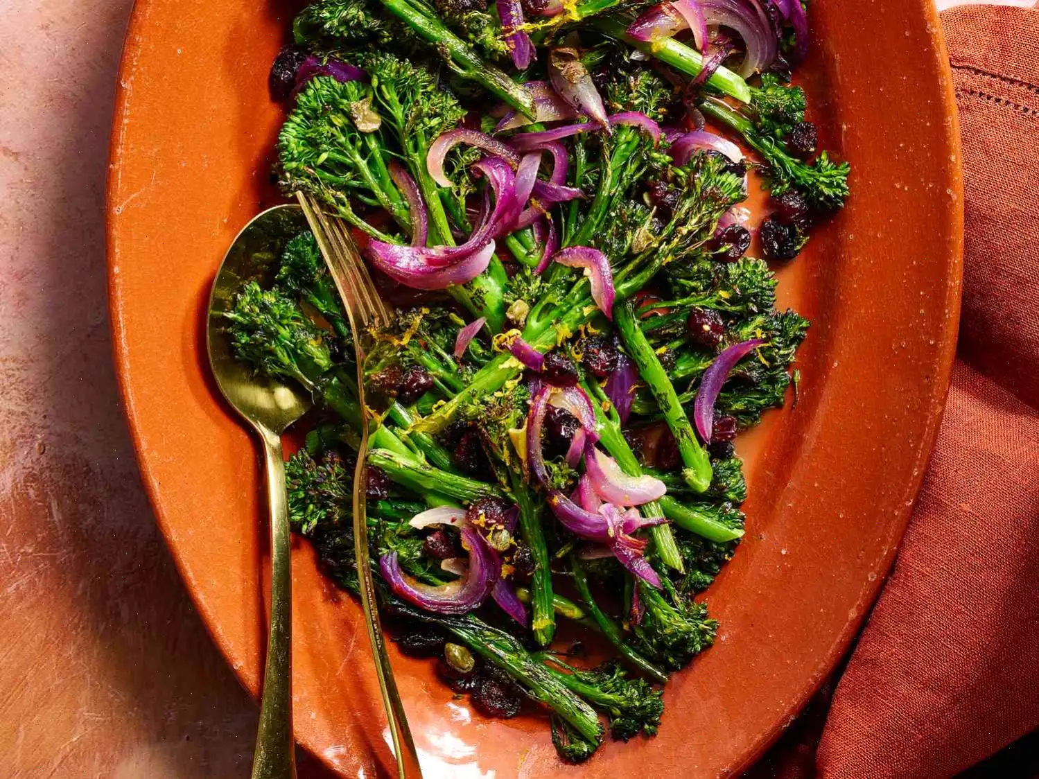 Blistered Broccolini with Cranberries and Capers Recipe