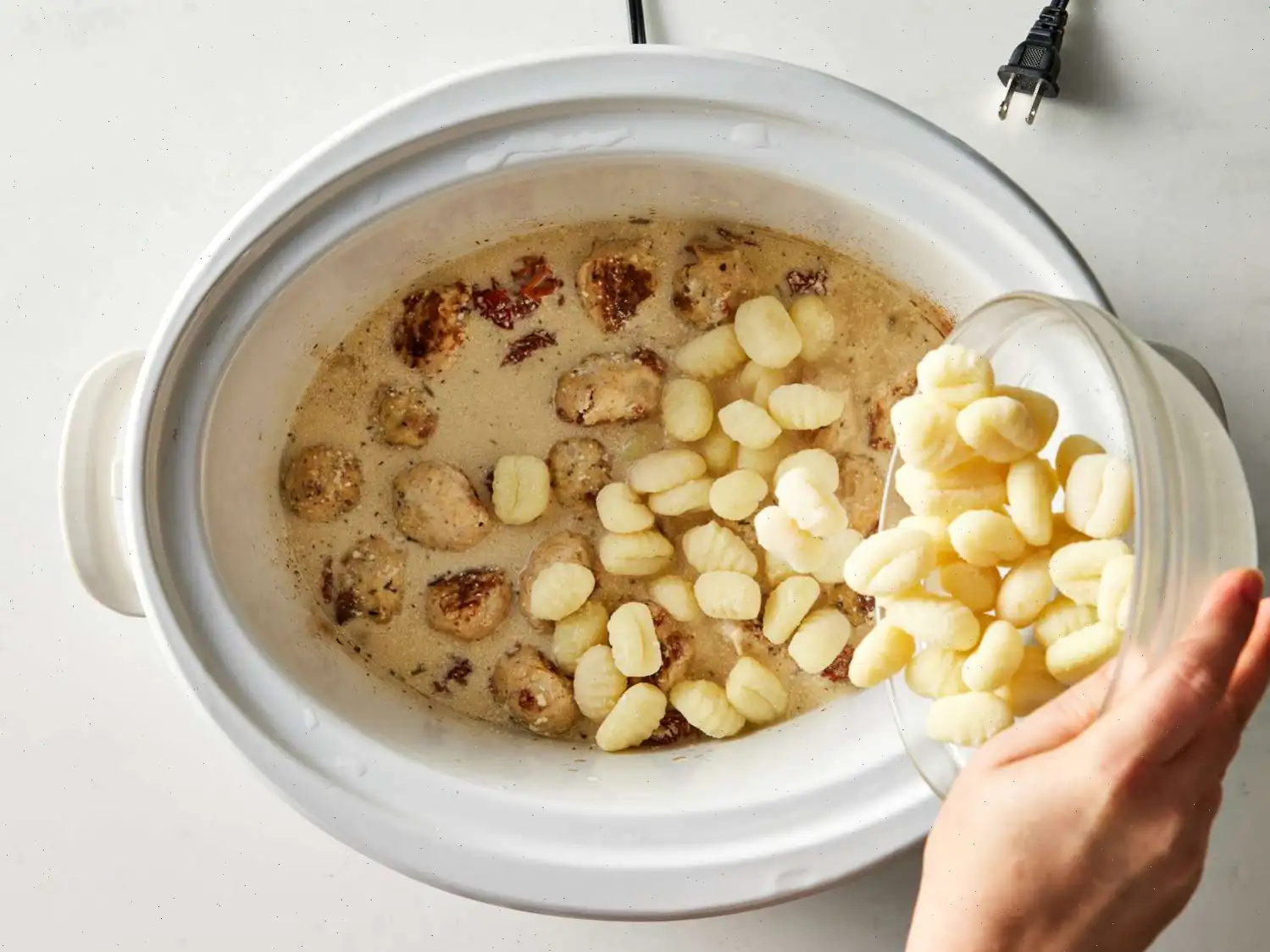 Slow Cooker Tuscan Chicken Meatballs with Gnocchi Recipe