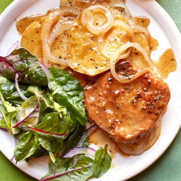 Skillet Pork Chops with Potatoes and Onion