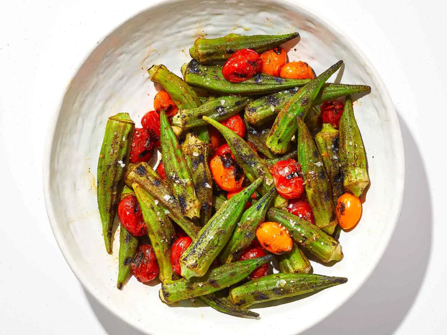 Grilled Okra and Grape Tomatoes Recipe