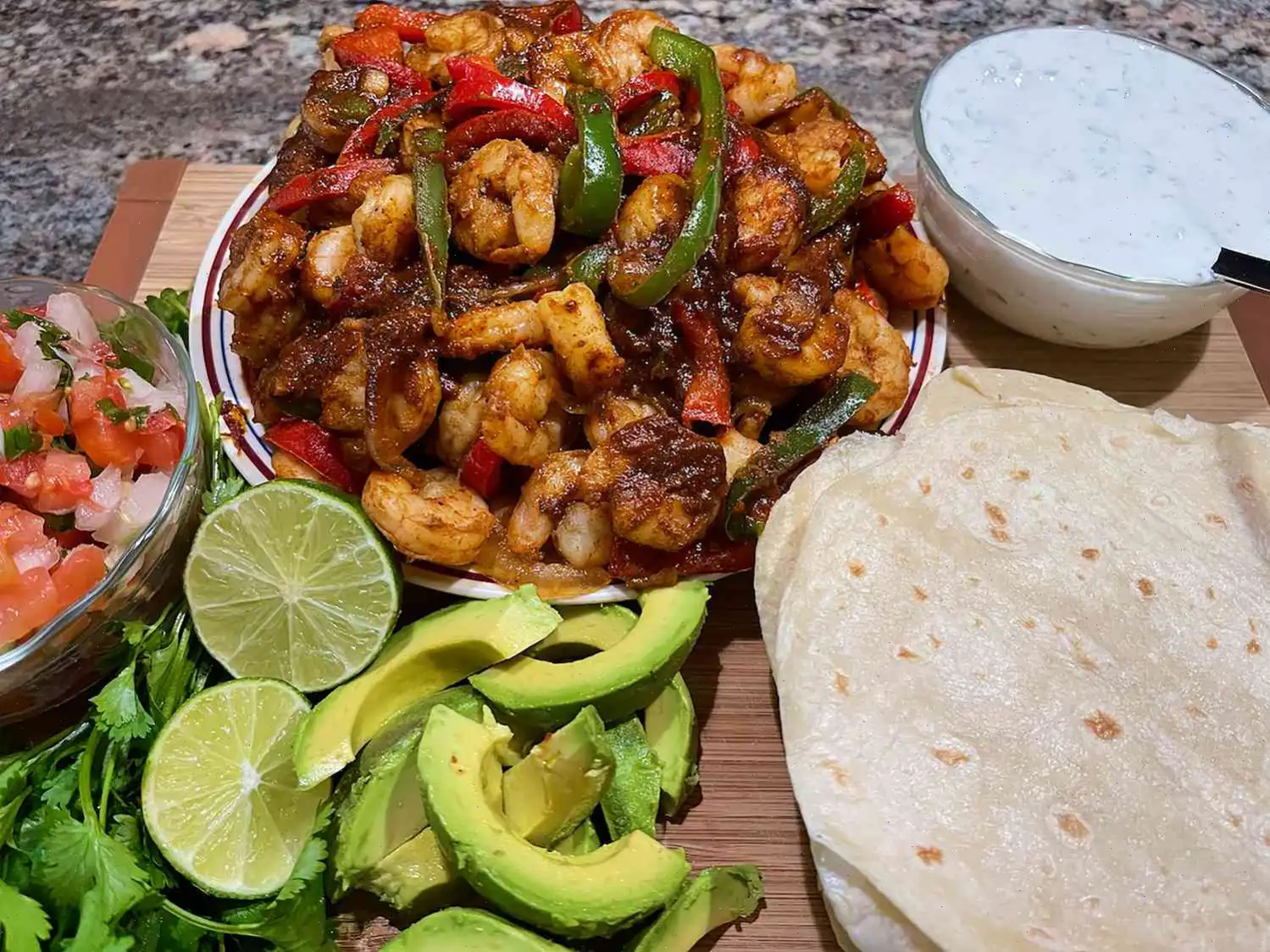 Skillet Shrimp Fajitas with Cilantro-Lime Cream Recipe