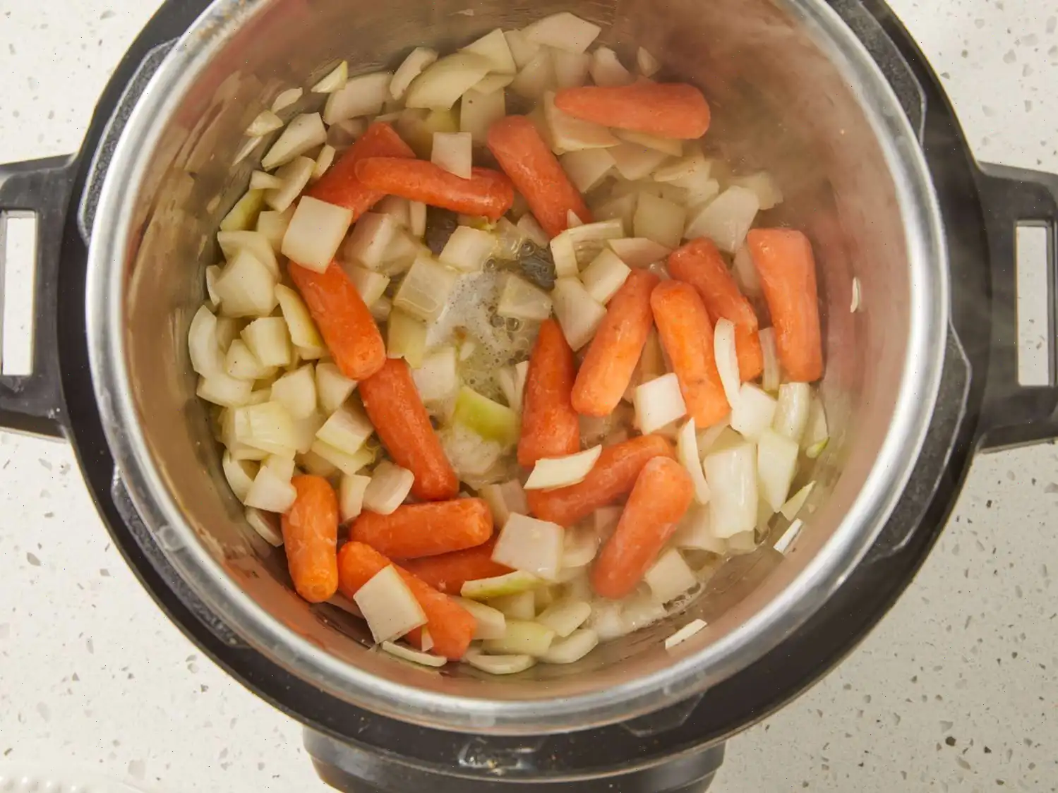 Pressure Cooker Bone-In Pork Chops, Baked Potatoes, and Carrots Recipe