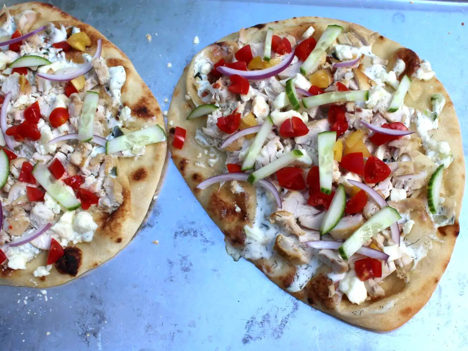 Tzatziki Chicken Naan Pizza Recipe