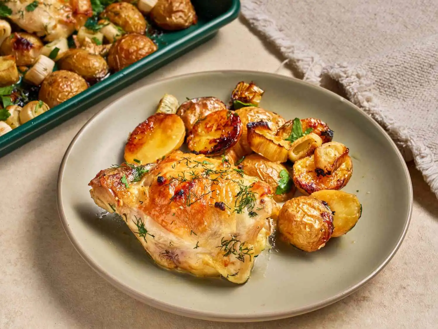 Sheet Pan Lemon Chicken with Potatoes and Leeks Recipe