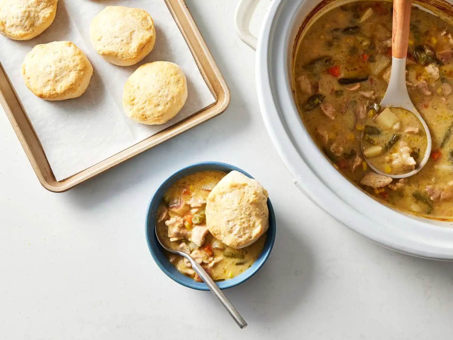 Slow Cooker Chicken Pot Pie With Biscuits Recipe