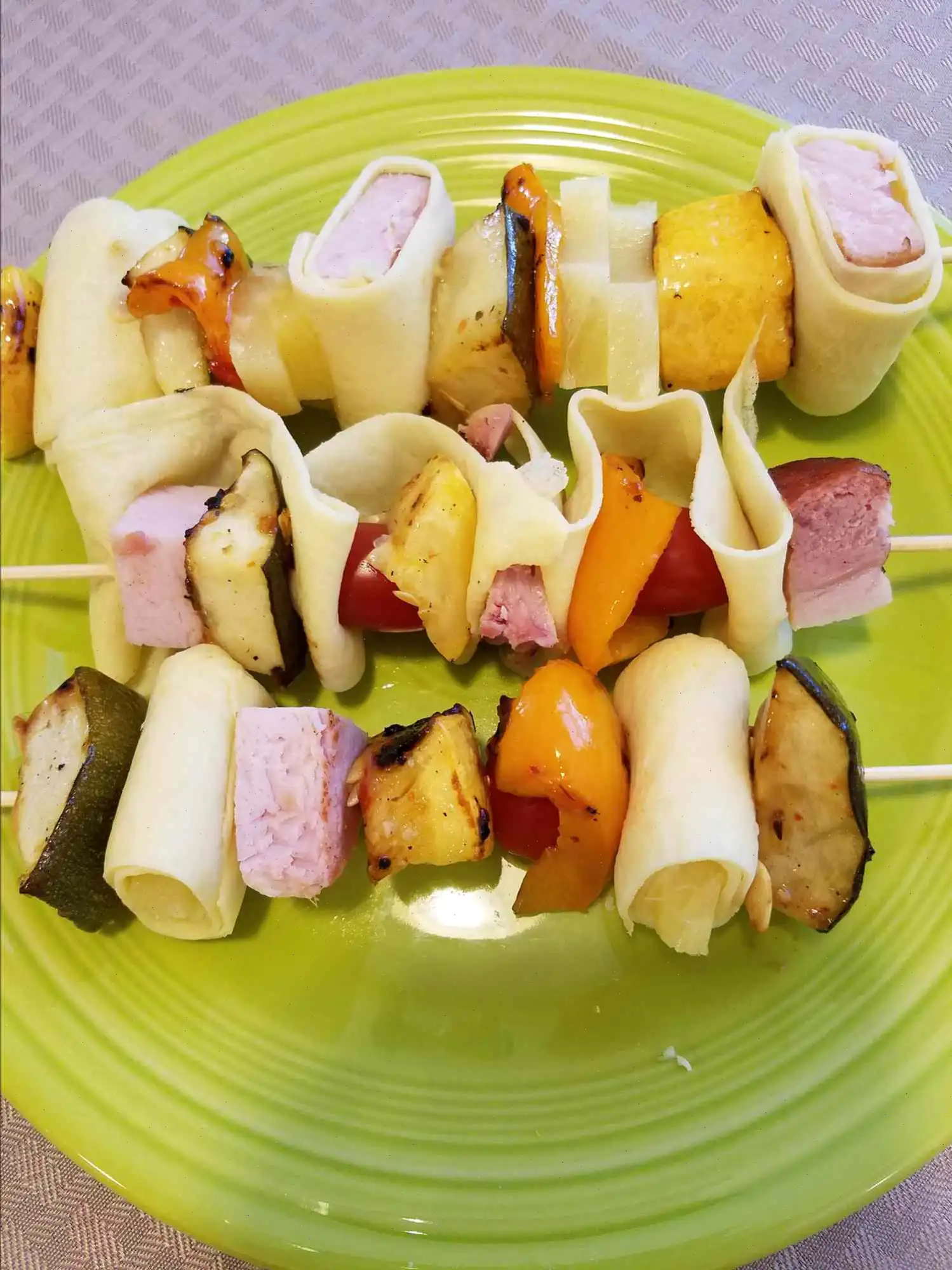 Ham and Veggie Crepe Kebabs Recipe