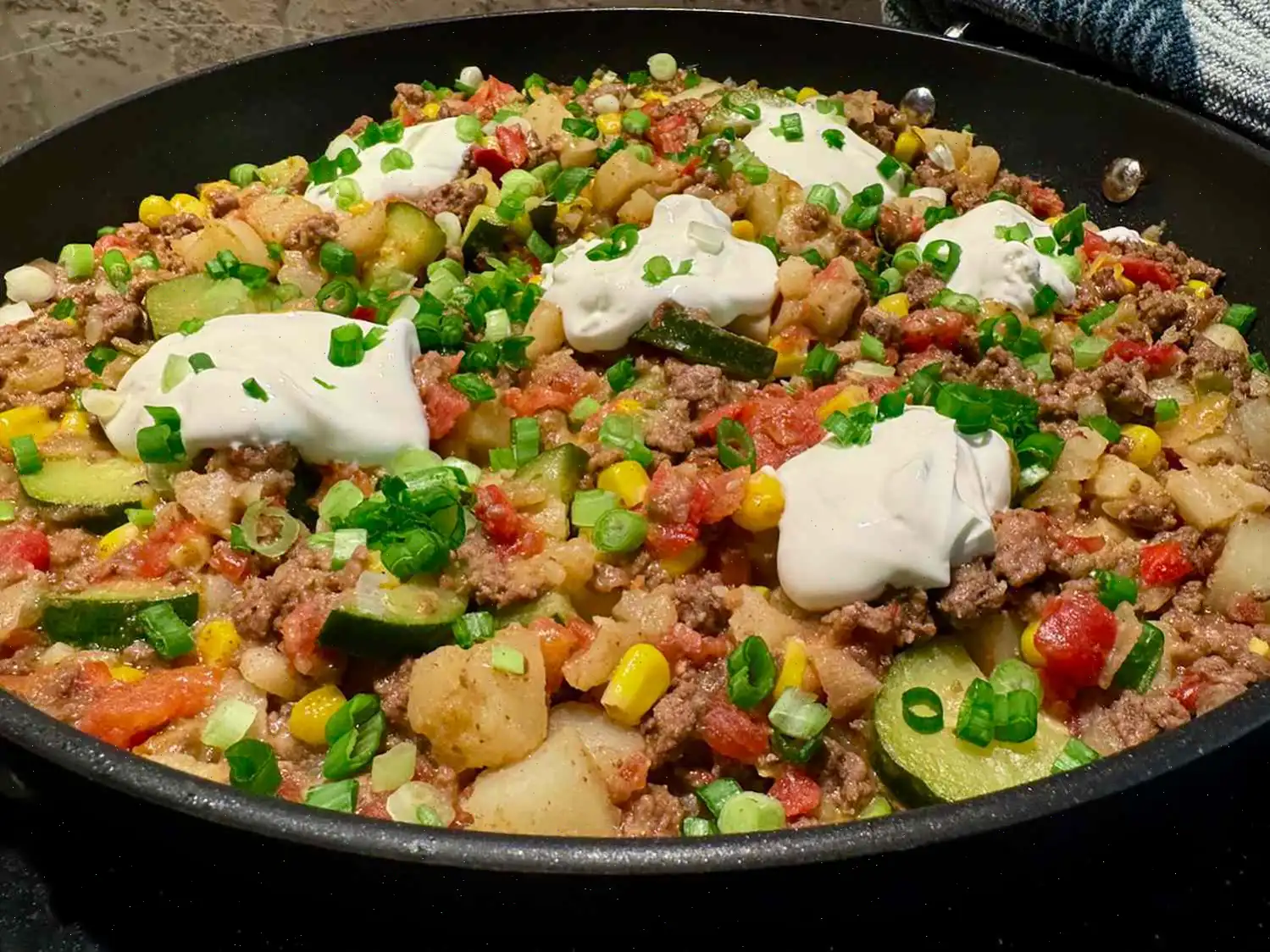 Tex-Mex Ground Beef and Potato Skillet Recipe