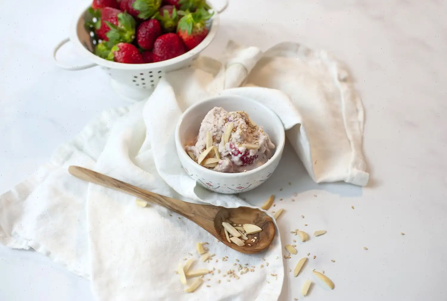 Almond and Strawberry Tahini Ice Cream Recipe