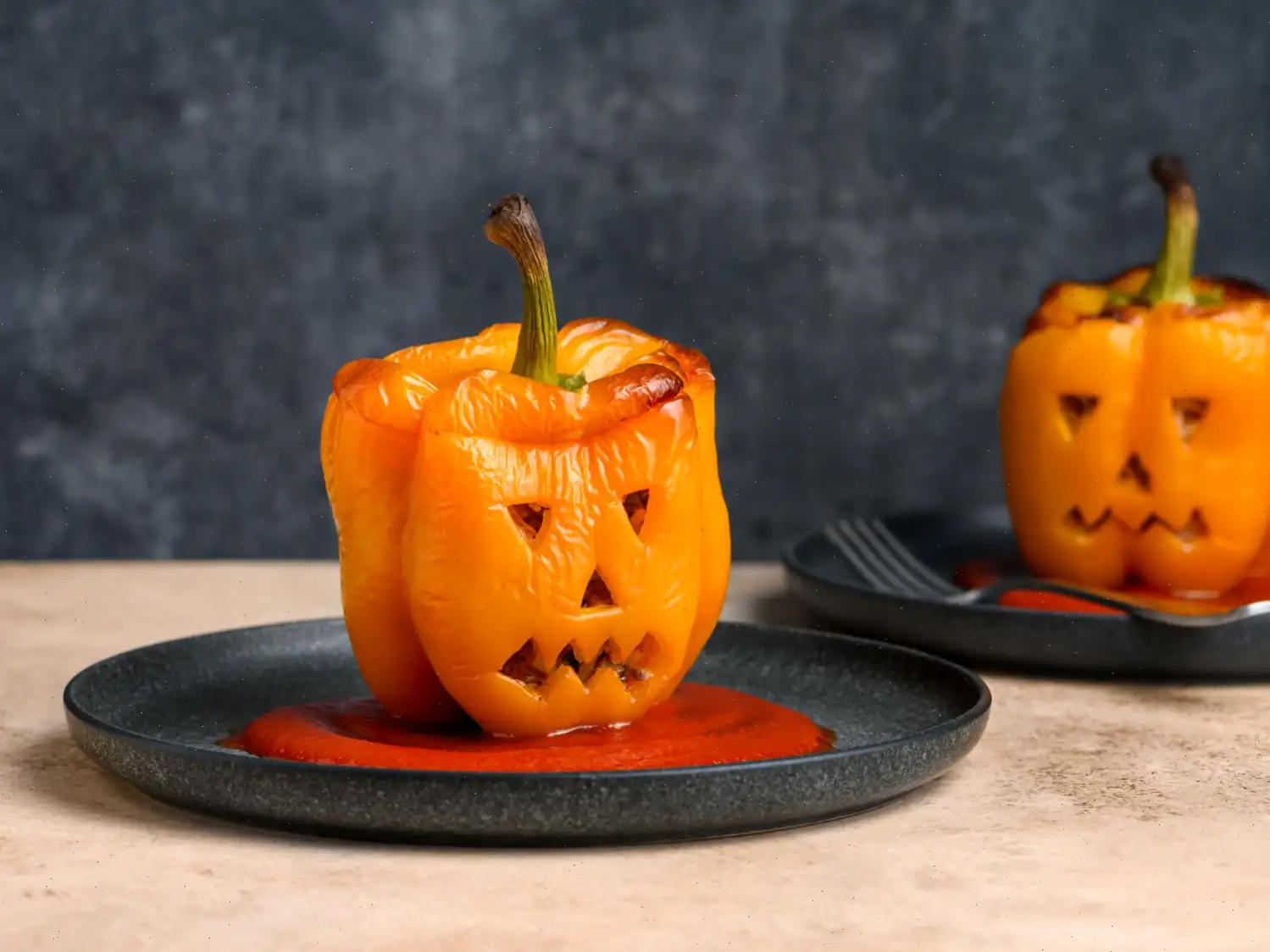 Jack-o'-Lantern Stuffed Peppers Recipe