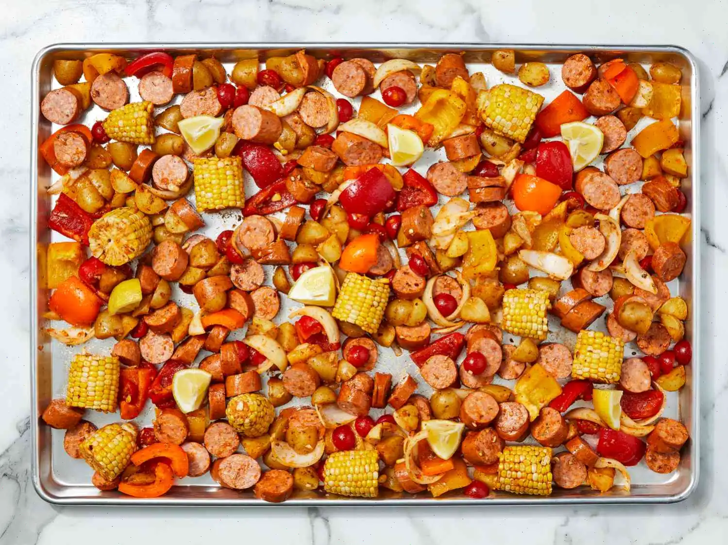Sheet Pan Shrimp and Sausage Bake Recipe