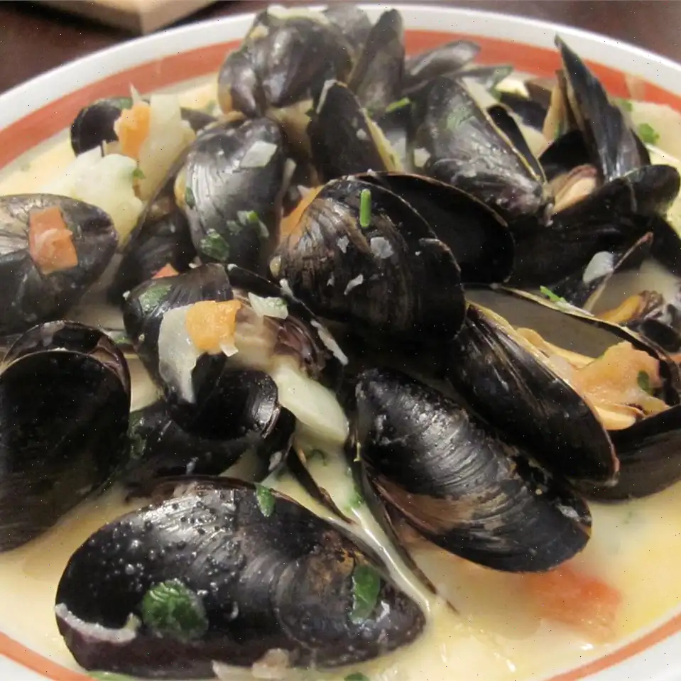 Steamed Mussels with Fennel, Tomatoes, Ouzo, and Cream Recipe