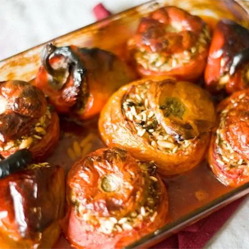 Greek Stuffed Tomatoes and Peppers (Yemista) Recipe