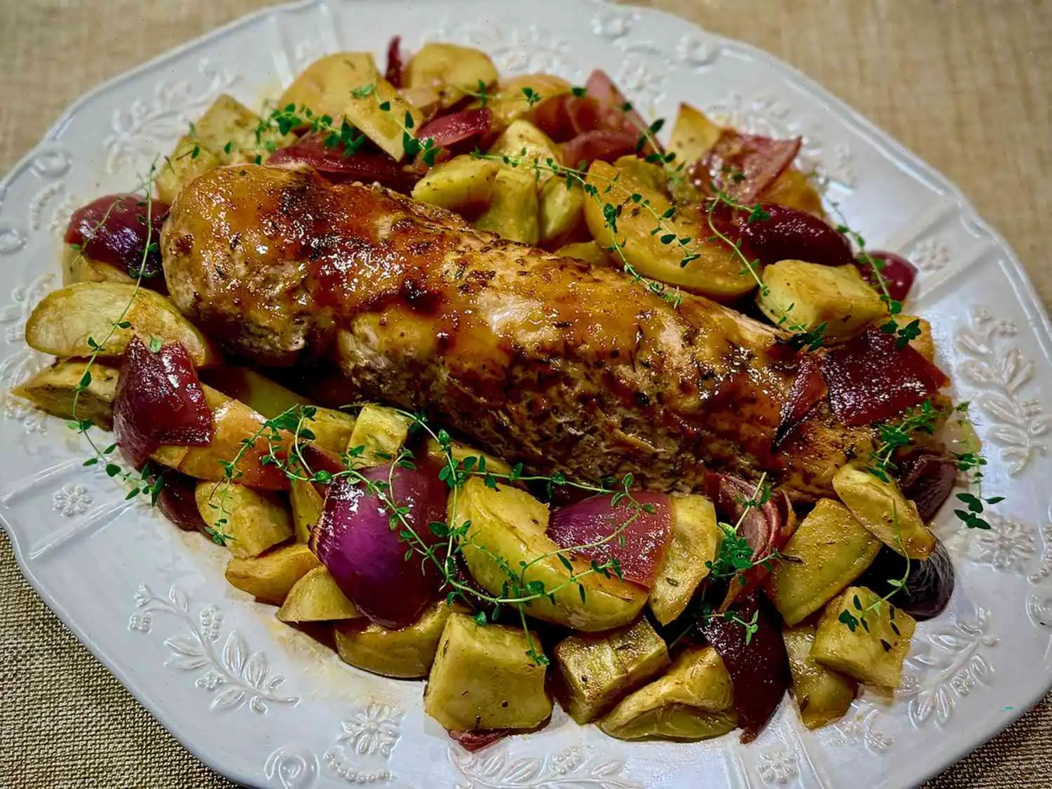 Apple Cider Pork Tenderloin With Sweet Potatoes Recipe