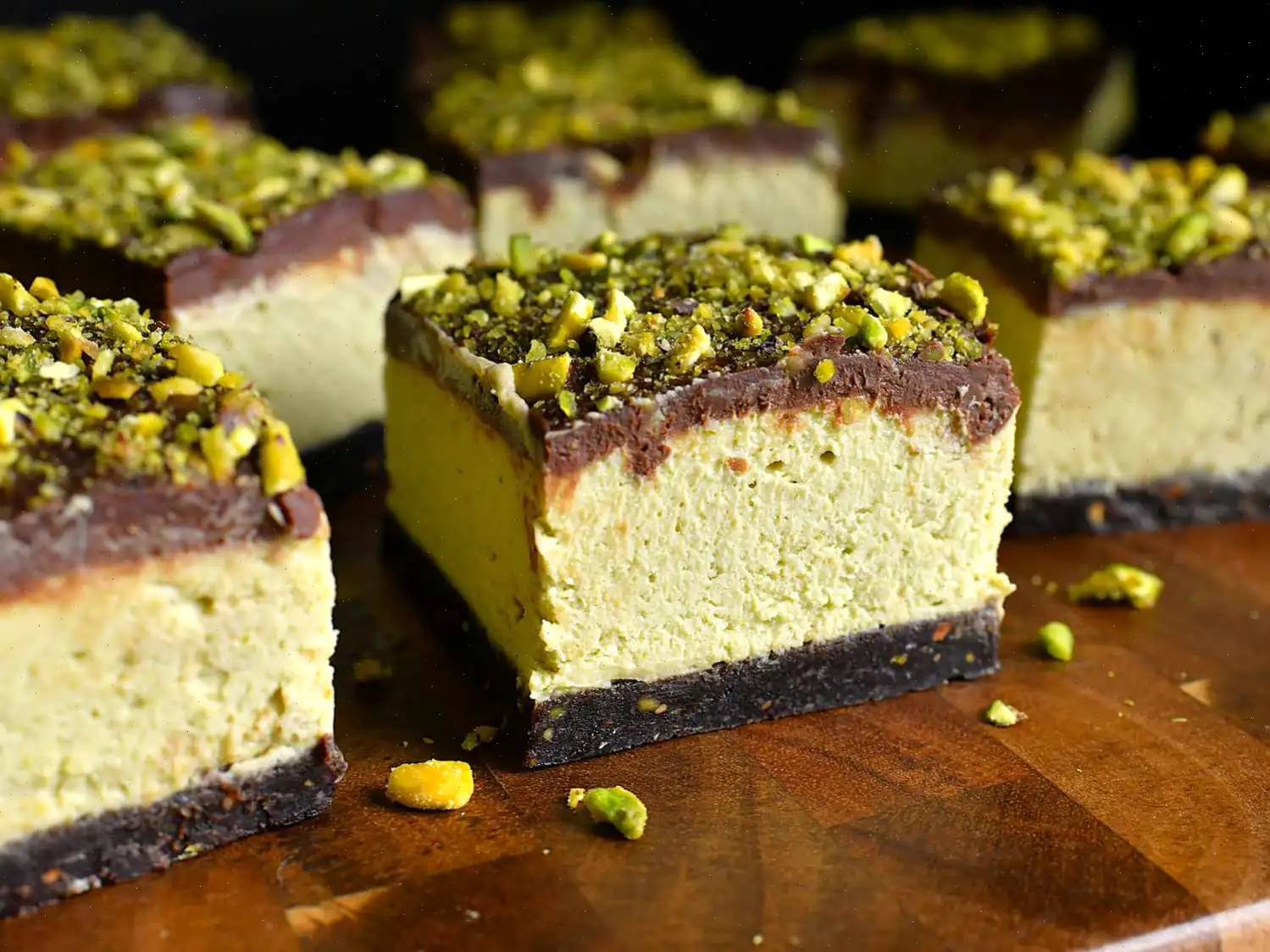 No-Bake Chocolate Pistachio Cheesecake Bars Recipe