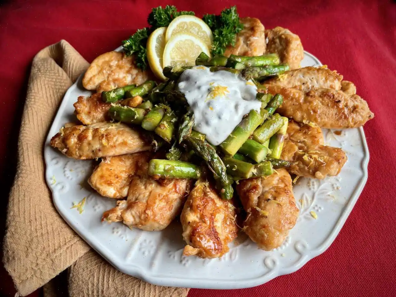 Skillet Chicken and Asparagus with Lemon Caper Sauce Recipe