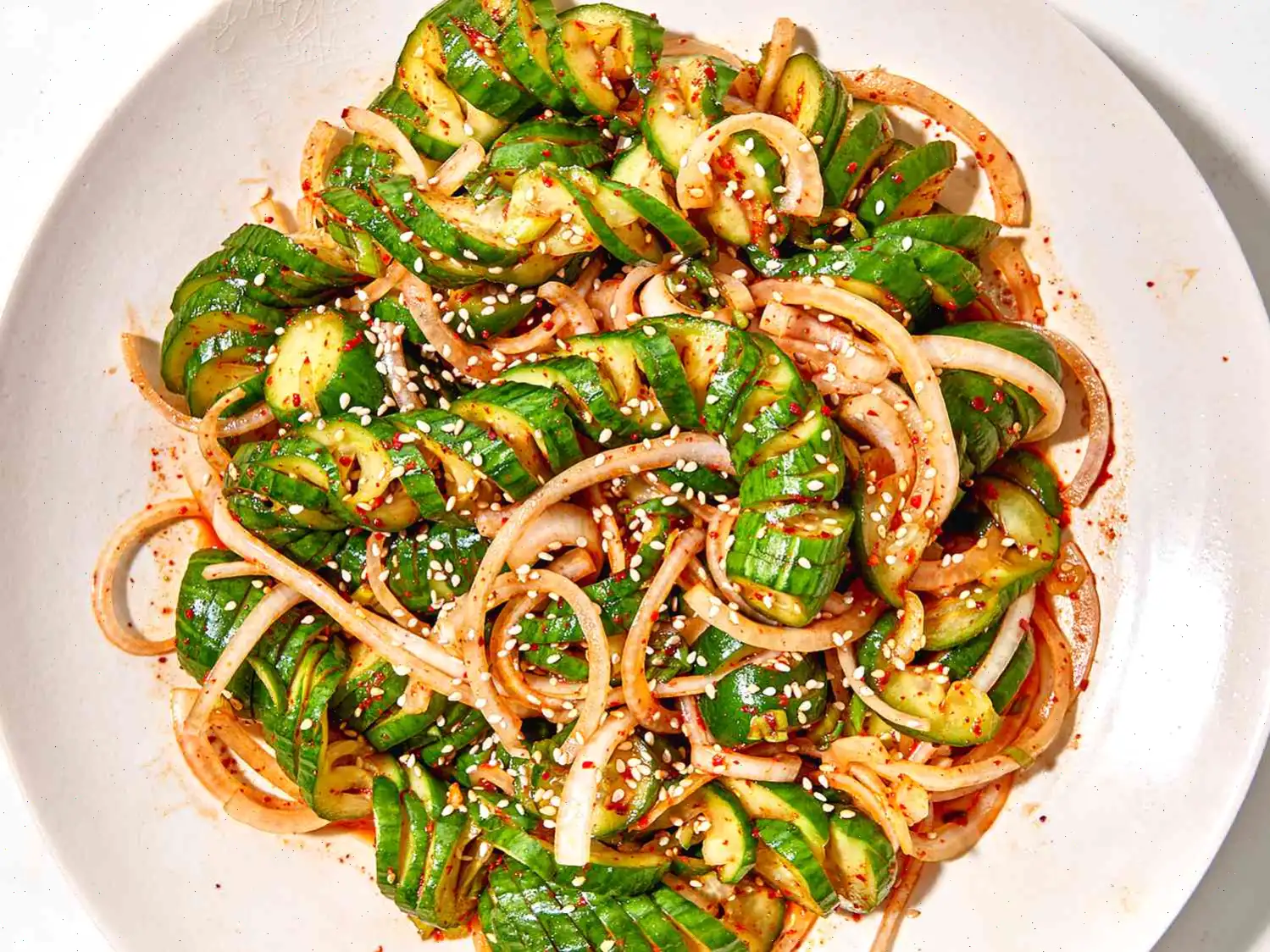 Korean-Style Spiral Cucumber Salad Recipe