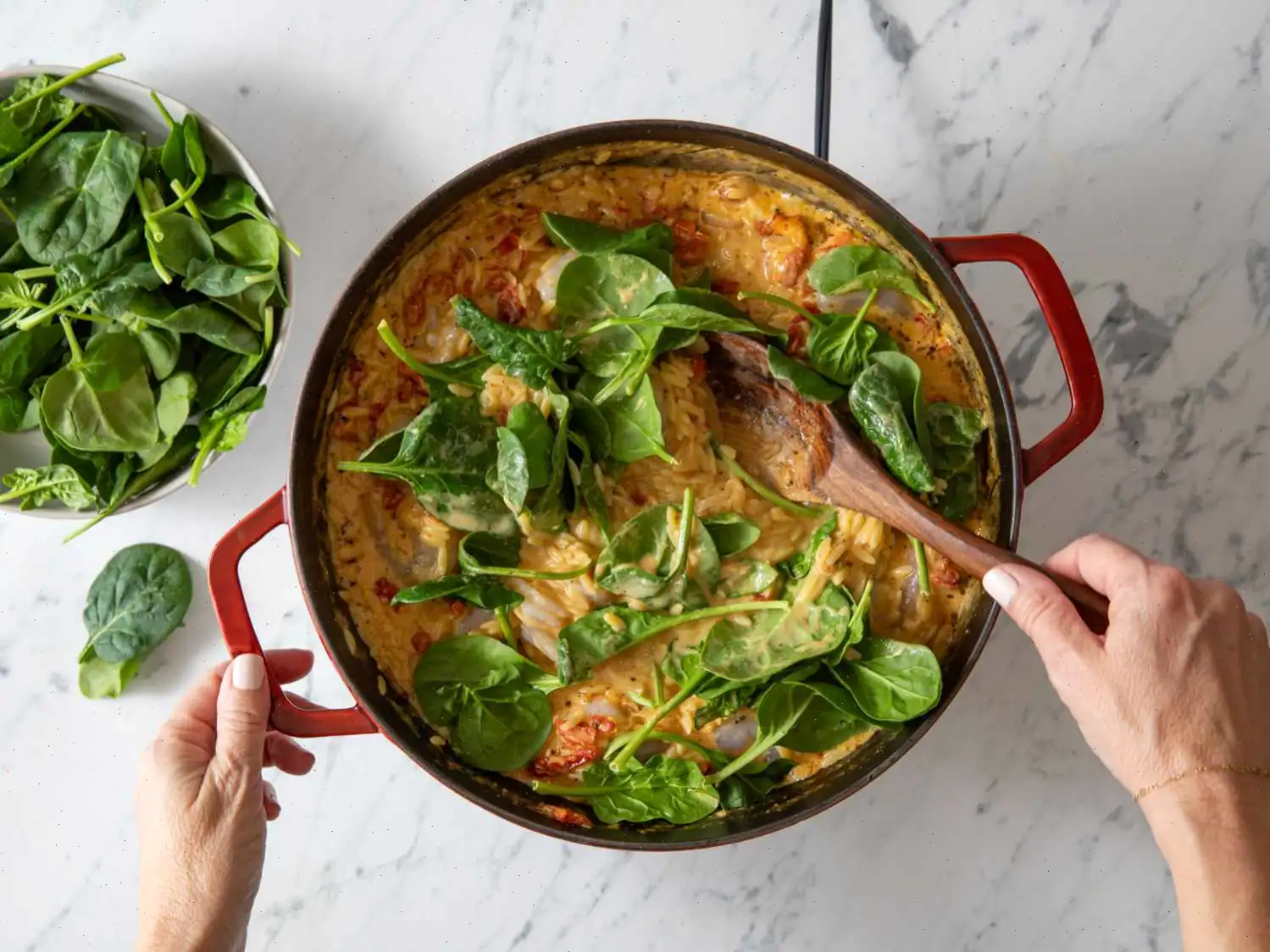 One Pot Tuscan Shrimp and Orzo Recipe