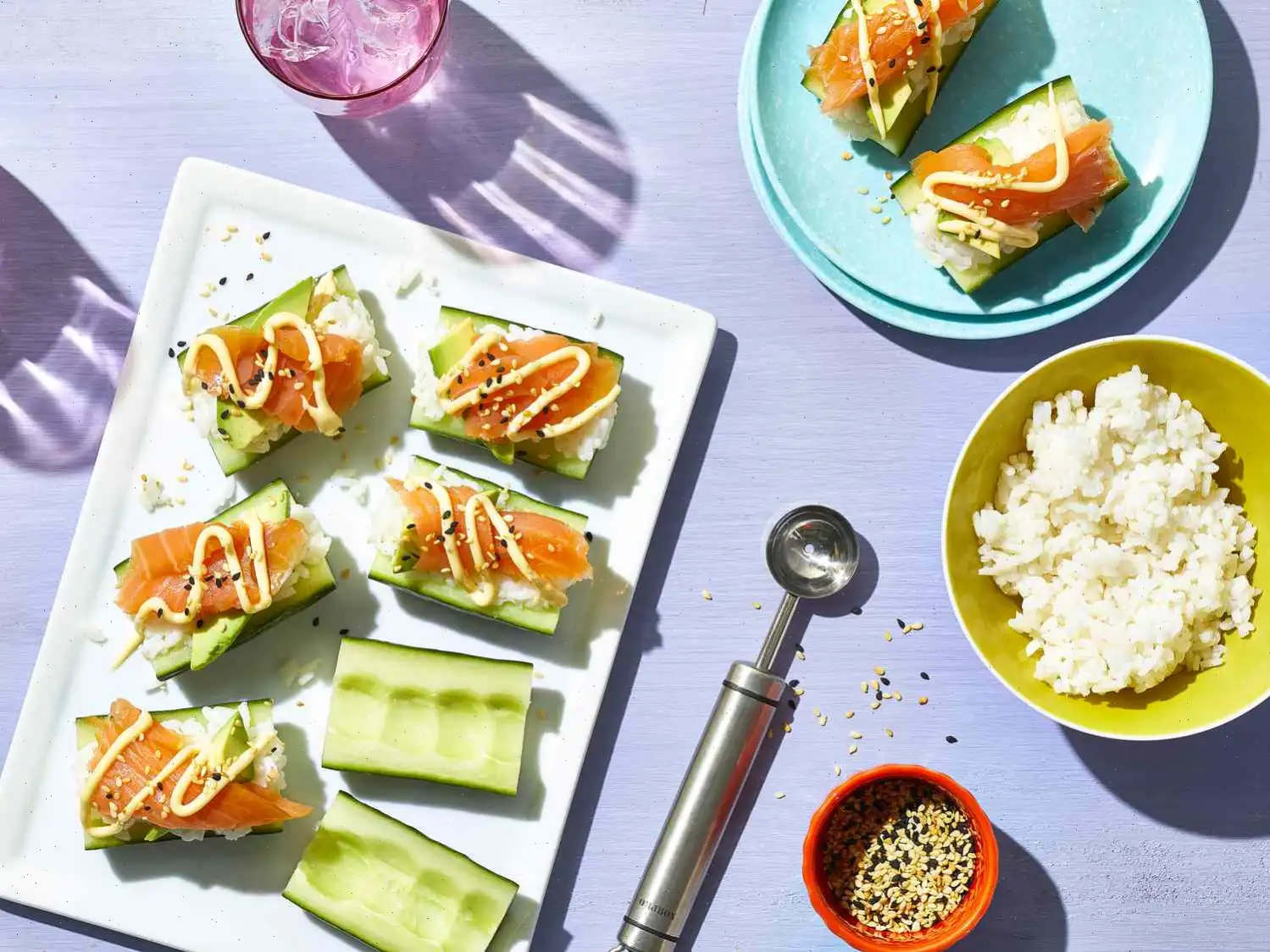Salmon-Avocado Cucumber Sushi Boats Recipe