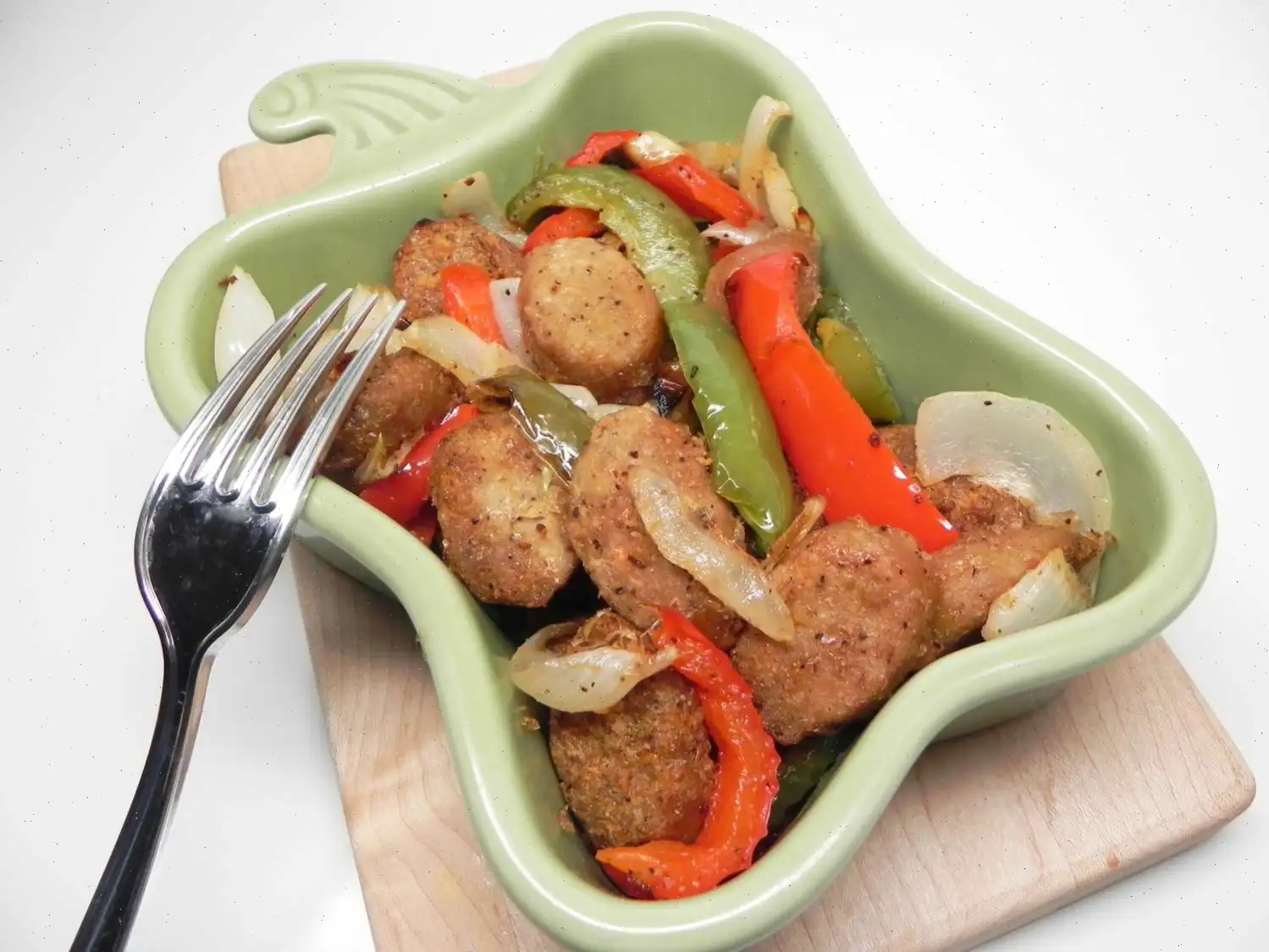 Air Fryer Beyond Meat Brats, Onions, and Peppers Recipe