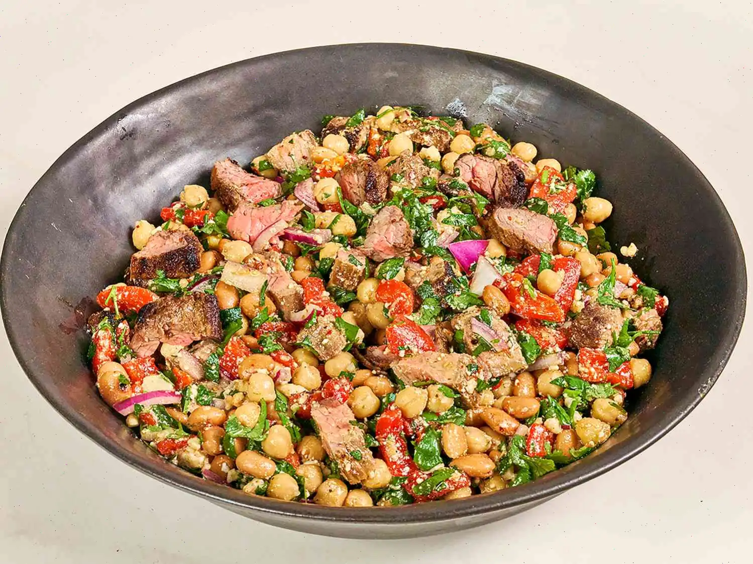Steak Chimichurri Dense Bean Salad Recipe