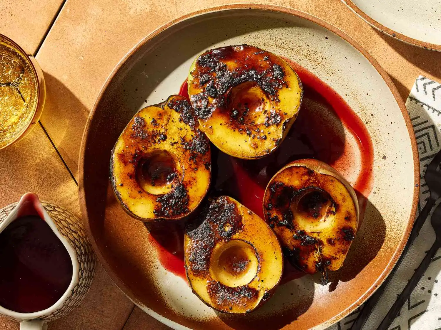 Charred Spiced Pears with Smoky Vanilla-Cherry Sauce Recipe