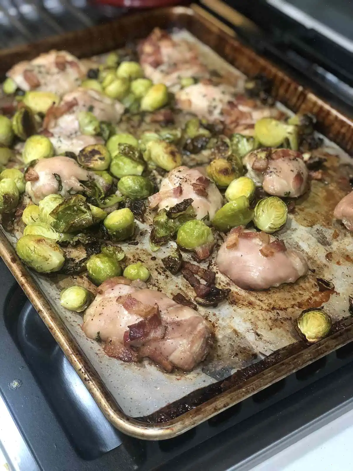 Chicken, Apple, and Brussels Sprout Sheet Pan Dinner Recipe
