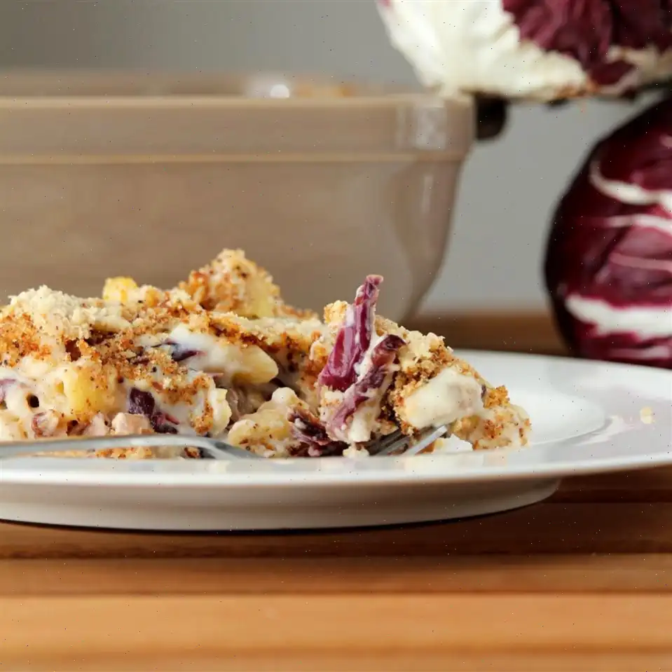 Asiago Cremini Pasta Bake with Radicchio Recipe